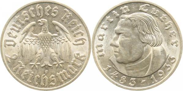 35233F~1.5 2 Reichsmark  Martin Luther 1933F prfr/st J 352  