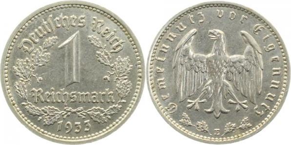 35433E~1.5 1 Reichsmark  1933E vz/stgl!! J 354  