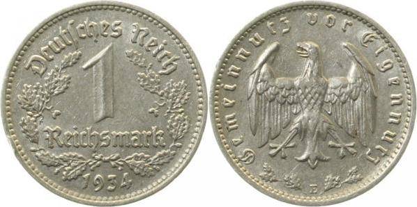 35434E~2.5b 1 Reichsmark  1934E ss/vz kl. Randfehler J 354  