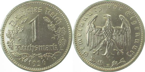 35436E~2.0 1 Reichsmark  1936E vz J 354  