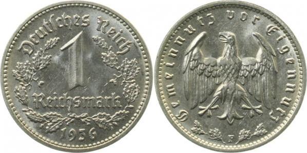 35436F~1.3 1 Reichsmark  1936F vz/stgl-prfr. J 354  