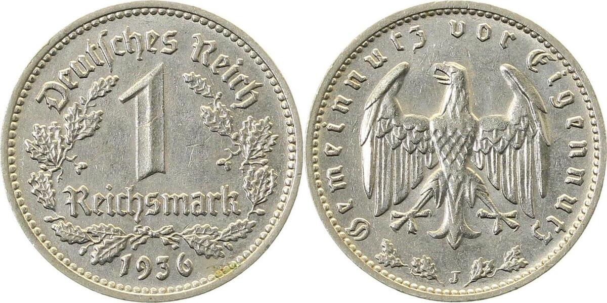 35436J~2.0b 1 Reichsmark  1936J vz mit kl. Flecken J 354  