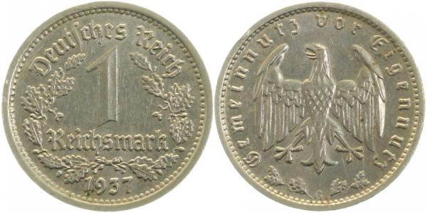 35437G~2.5b 1 Reichsmark  1937G ss/vz kl. Rf. J 354  