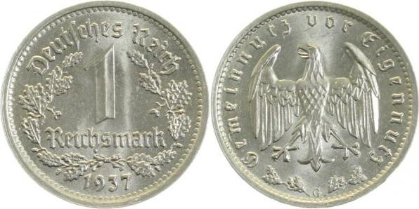 35437G~1.2 1 Reichsmark  1937G prfr. !! J 354  