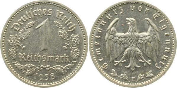 35438F~2.2 1 Reichsmark  1938F f.vz J 354  