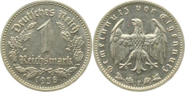 35438F~2.2 1 Reichsmark  1938F f.vz J 354  