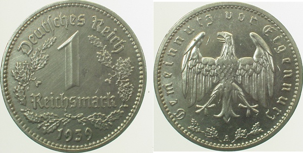35439A~1.5 1 Reichsmark  1939A f.prfr J 354  