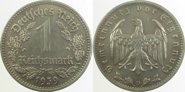 35439D~2.0 1 Reichsmark  1939D vz J 354  