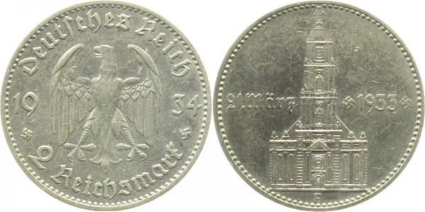 35534F~2.5 2 Reichsmark  1934F Kirche ss/vz J 355  