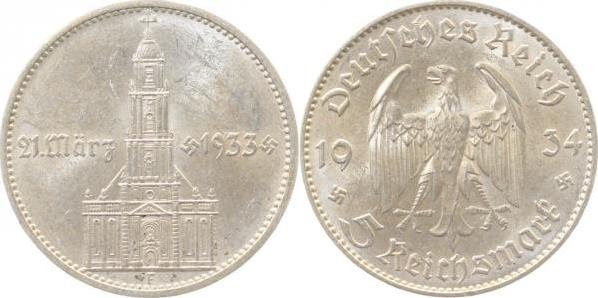 35634F~1.8 5 Reichsmark  1934F Kirche m.D. vz+ RR J 356  