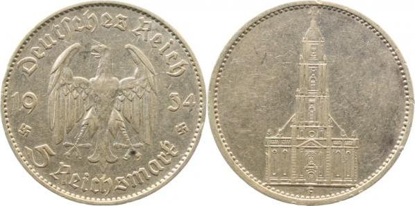 35734F~2.2 5 Reichsmark  1934F Kirche o.D. f.vz J 357  