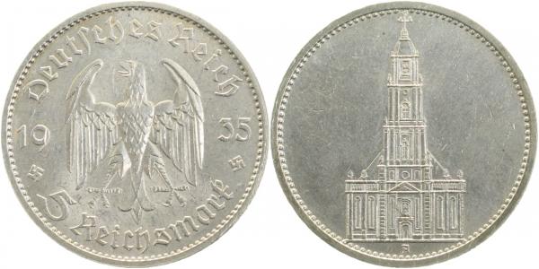 35735A~1.8 5 Reichsmark  1935A Kirche o.D. vz+ J 357  
