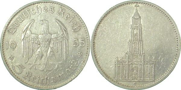 35735E~2.5 5 Reichsmark  1935E Kirche o.D. ss/vz J 357  