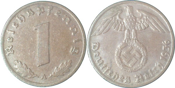 36136A~2.5 1 Pfennig  1936A ss/vz J 361  