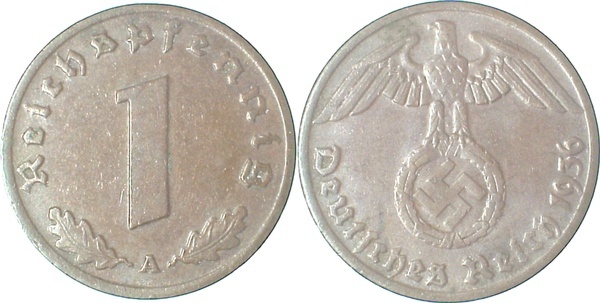 36136A~2.5 1 Pfennig  1936A ss/vz J 361  