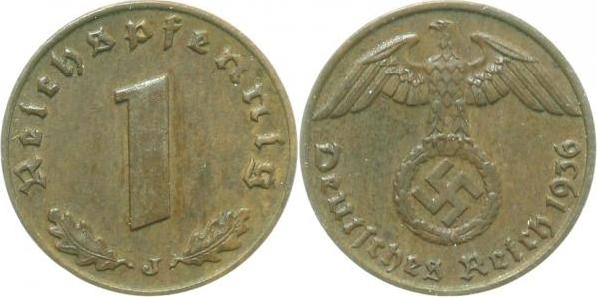 36136J~1.5 1 Pfennig  1936J f.prfr/leichte Pat J 361  