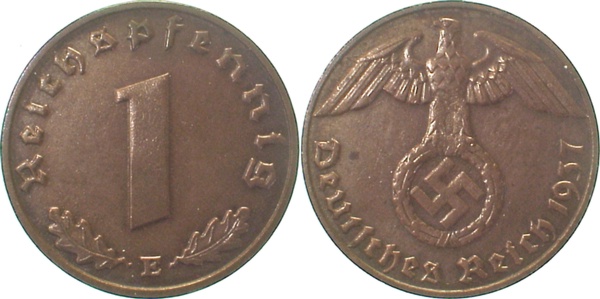 36137E~2.0 1 Pfennig  1937E vz J 361  