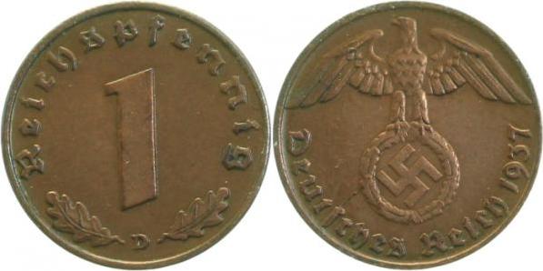 36137D~2.0 1 Pfennig  1937D vz J 361  