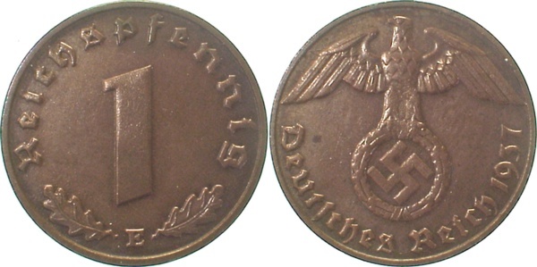 36137E~2.0 1 Pfennig  1937E vz J 361  