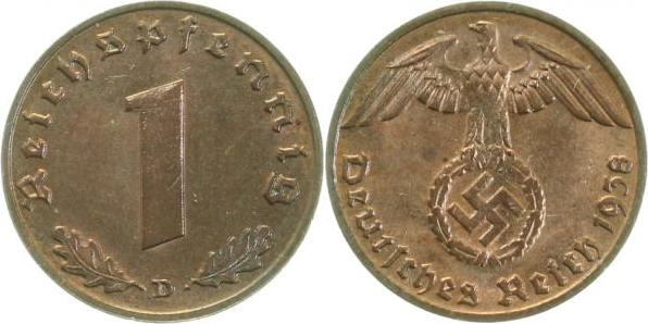 36138D~1.2 1 Pfennig  1938D prfr J 361  