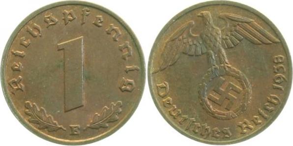 36138E~2.0a 1 Pfennig  1938E vz/leichte St.Dreh J 361  