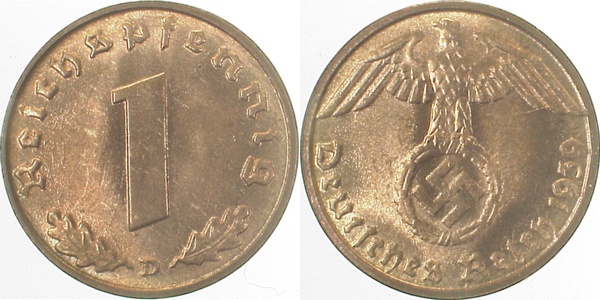 36139D~1.2 1 Pfennig  1939D prfr J 361  