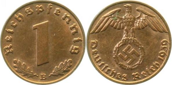 36139B~1.5a 1 Pfennig  1939B vz/stgl Erstabschlag (EA)! !! J 361  