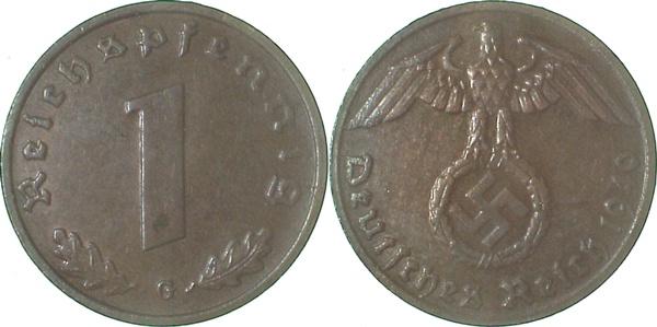 36140G~2.5 1 Pfennig  1940G ss/vz J 361  