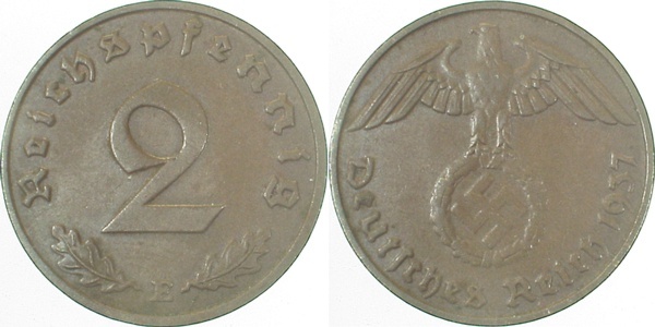 36237E~2.5 2 Pfennig  1937E ss/vz J 362  