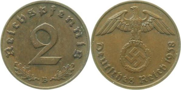 36238B~2.0 2 Pfennig  1938B vz J 362  