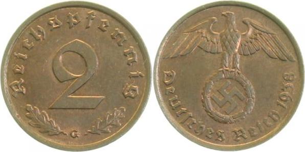 36238G~1.2 2 Pfennig  1938G prfr !!! J 362  