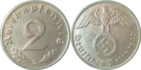 36240D~2.0 2 Pfennig  1940D vz J 362  