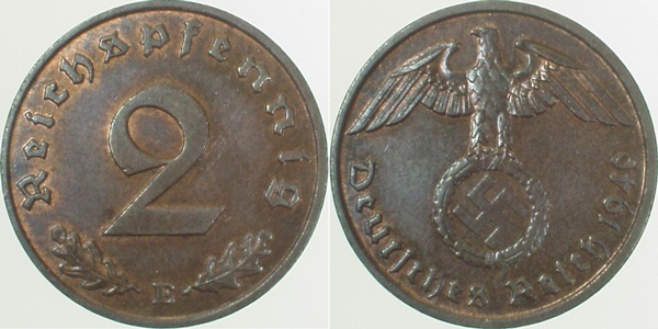 36240E~2.0 2 Pfennig  1940E vz J 362  