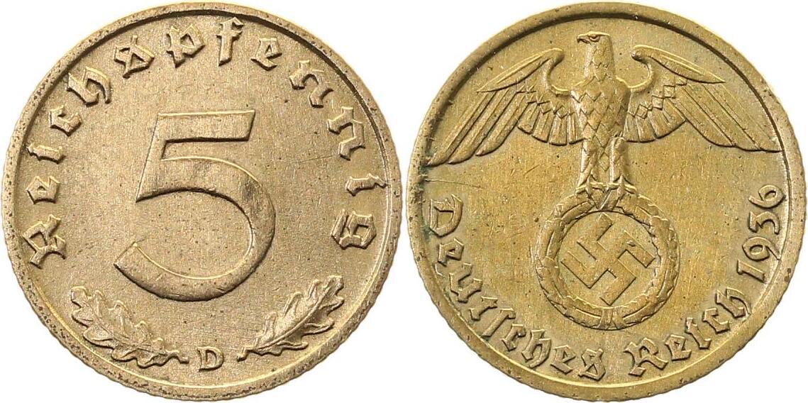 36336D~2.0 5 Pfennig  1936D vz !!! J 363  