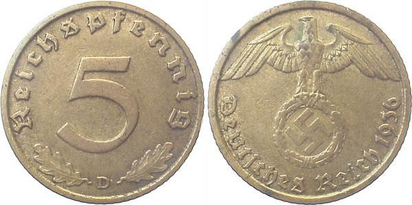 36336D~3.0 5 Pfennig  1936D ss J 363  