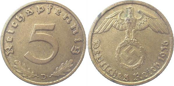 36336D~3.0 5 Pfennig  1936D ss J 363  