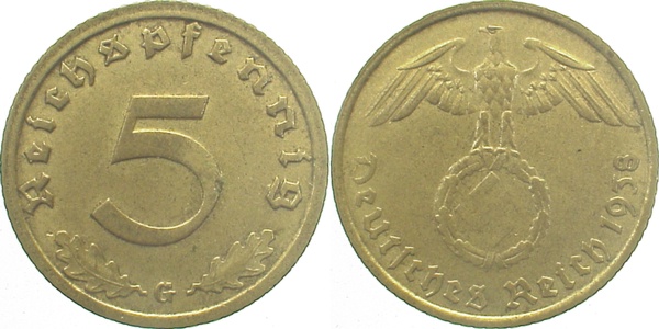 36338G~2.0 5 Pfennig  1938G vz J 363  
