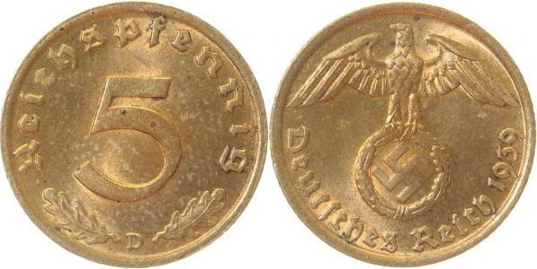 36339D~1.2 5 Pfennig  1939D f.stgl J 363  