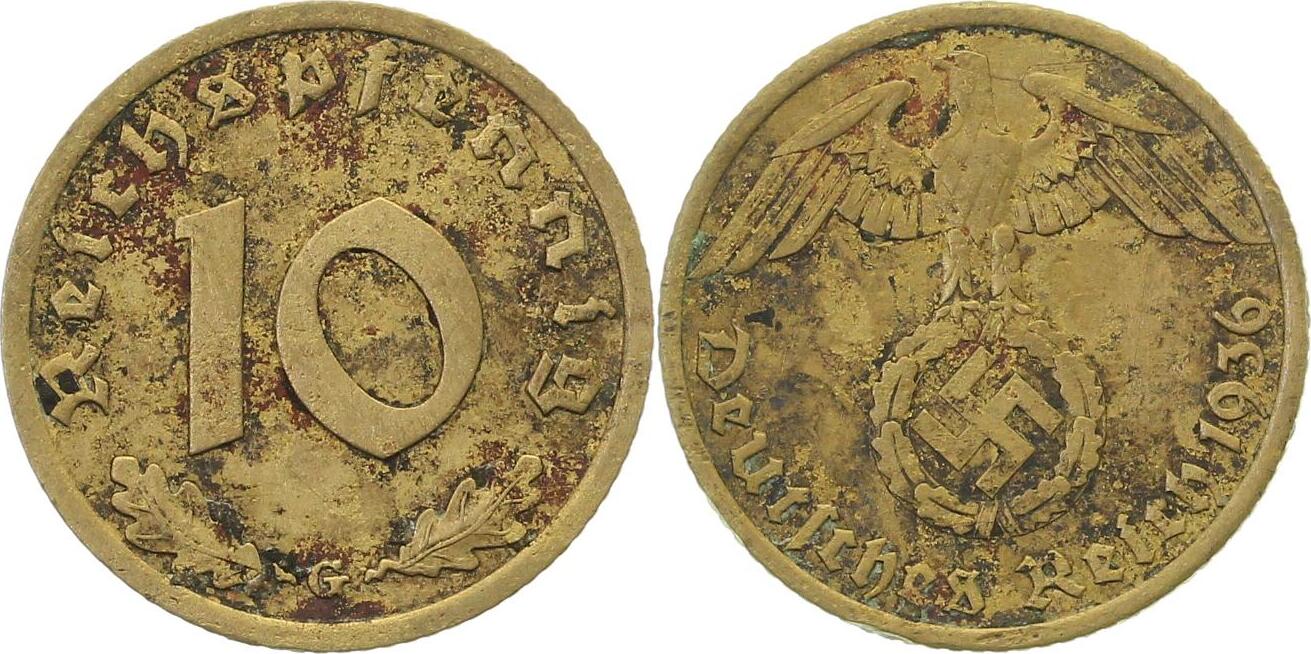 36436G~3.0-GG 10 Pfennig  1936G sehr schön, ungereiinigt J 364  