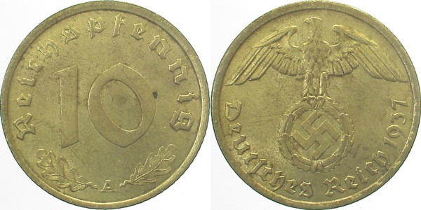 36437A~2.0 10 Pfennig  1937A vz J 364  
