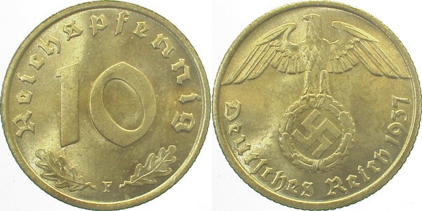 36437F~1.1 10 Pfennig  1937F prfr/stgl J 364  