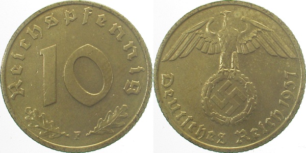 36437F~1.5 10 Pfennig  1937F vz/st J 364  