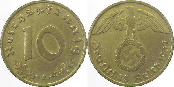 36437F~2.0 10 Pfennig  1937F vz J 364  