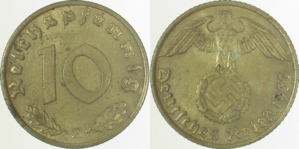 36437E~2.0 10 Pfennig  1937E vz J 364  