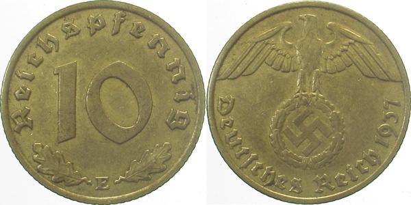 36437E~2.5 10 Pfennig  1937E ss/vz J 364  