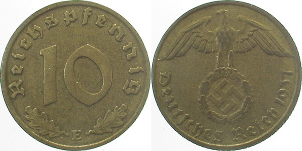 36437E~3.0 10 Pfennig  1937E ss J 364  