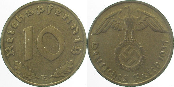 36437E~3.0 10 Pfennig  1937E ss J 364  