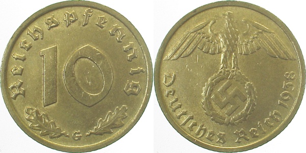 36438G~2.2 10 Pfennig  1938G vz- J 364  