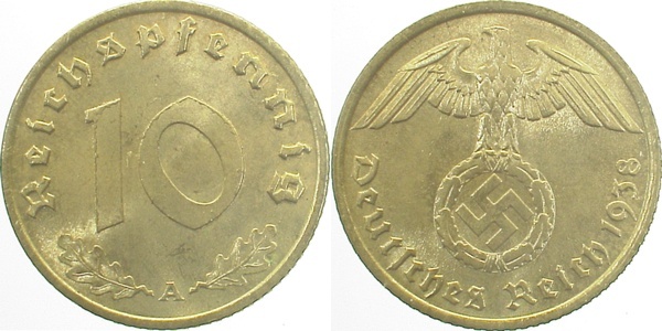 36438A~1.2 10 Pfennig  1938A prfr J 364  