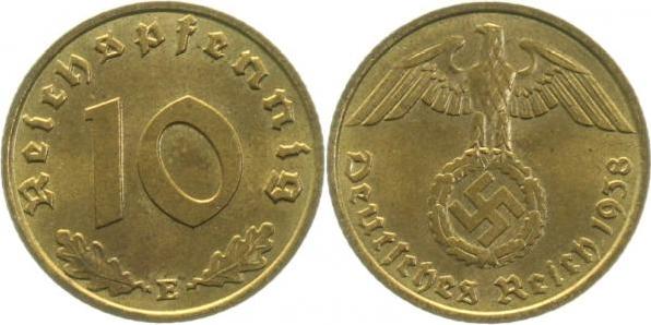 36438B~1.1 10 Pfennig  1938B prfr/stgl J 364  